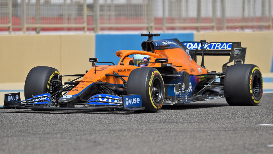 Daniel Ricciardo's switch to McLaren has shown promising signs of success in pre-season testing. (Photo by Mazen MAHDI / AFP) (Photo by MAZEN MAHDI/AFP via Getty Images)