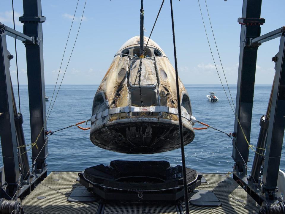 demo2 crew dragon recovery splashdown spacex nasa