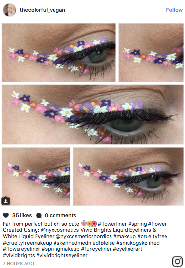 Makeup artists on Instagram have been drawing little flowers along their lash lines to create floral eyeliner.