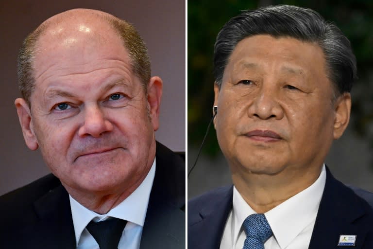 German Chancellor Olaf Scholz (L) and China's President Xi Jinping (R) met in Beijing on Tuesday (John MACDOUGALL)