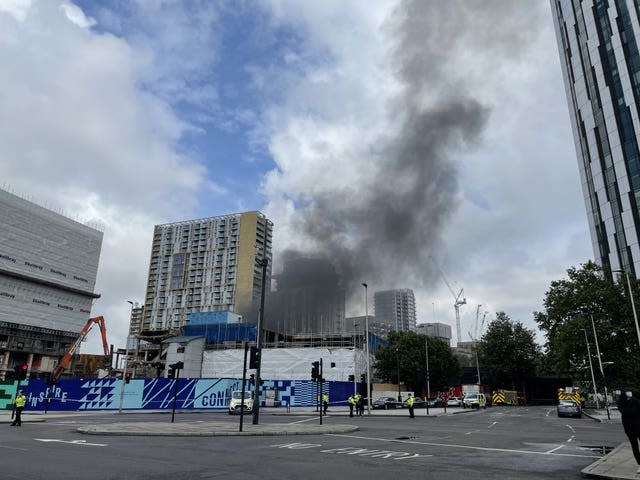 Scene of the fire close to Elephant and Castle railway station