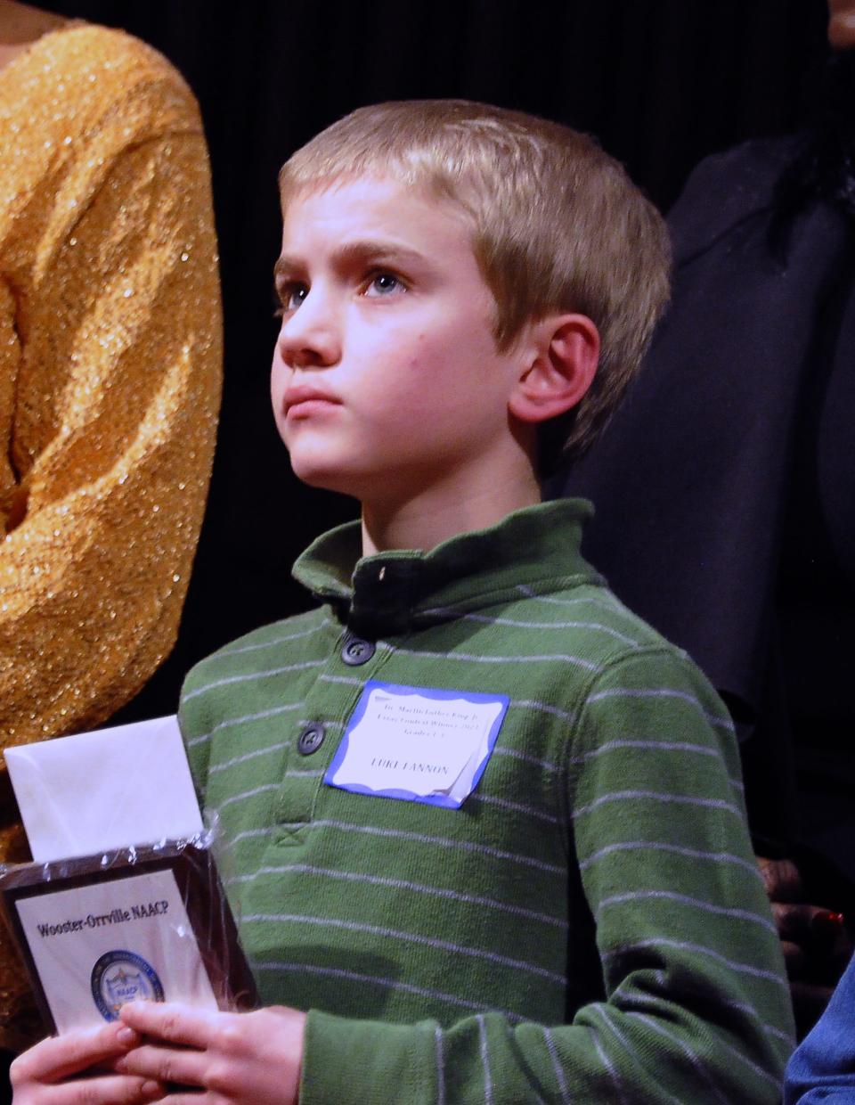 Luke Fannnon took first place in the Martin Luther King Essay contest for grades 1-3..
