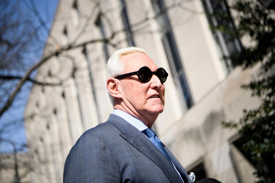 Former campaign advisor to US President Donald Trump, Roger Stone, arrives at US District Court in Washington, DC on February 21, 2019. (Photo: Brendan Smialowski/AFP/Getty Images)