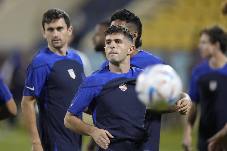 Christian Pulisic, de Estados Unidos, en uno de los entrenamientos de la selección en Qatar