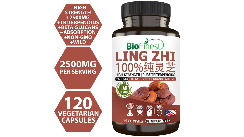 Biofinest Lingzhi Red Reishi 2500mg Extract Supplement (120s). (Photo: Lazada SG)