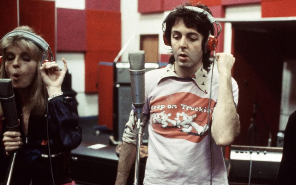 Paul and Linda McCartney at a recording studio in London, November 1973 - Getty Images