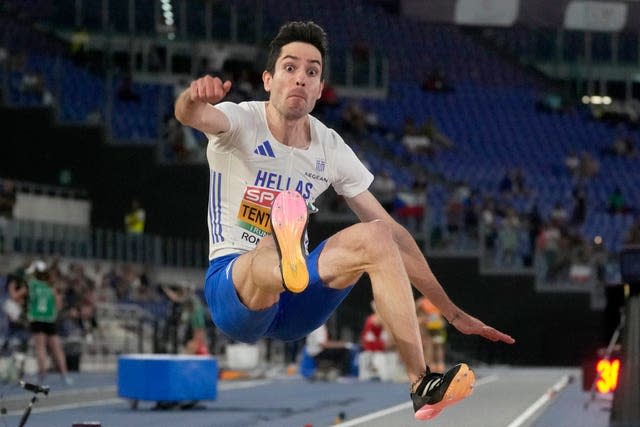 Miltiadis Tentoglou of Greece in action in the long jump