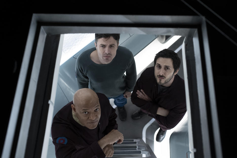 (L-R) Laurence Fishburne, Casey Affleck and Tomer Capone in ‘Slingshot’