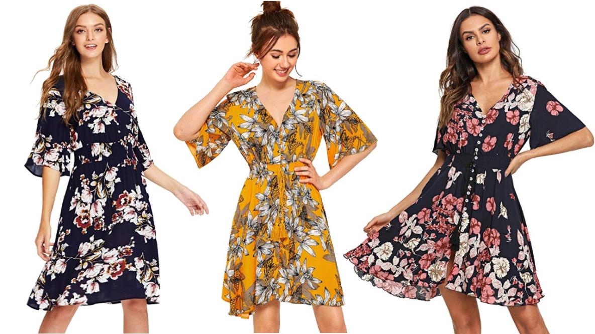 Milumia Women's Boho Button-Up Split Floral Print Flowy Dress is on sale at  Amazon