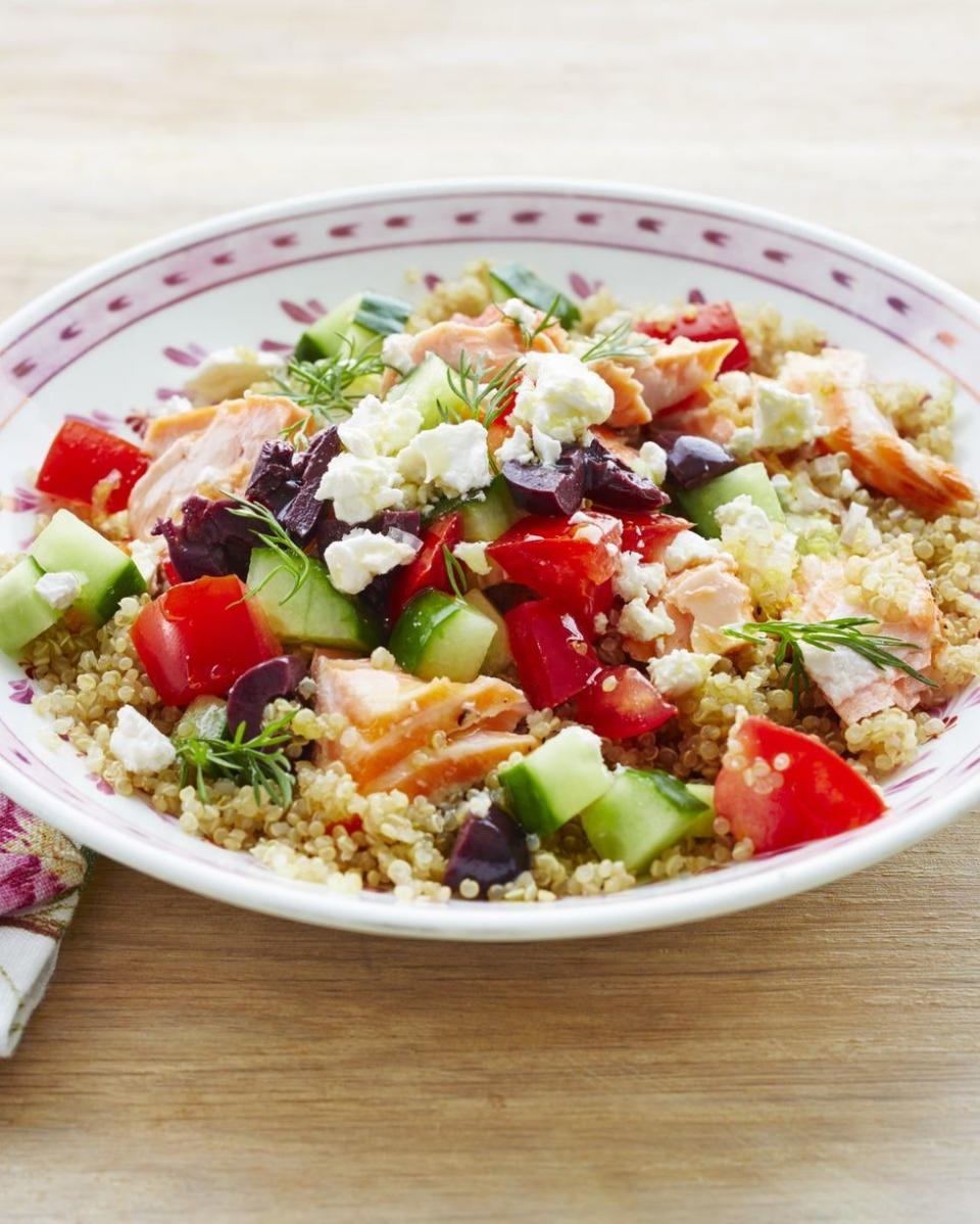 Mediterranean Salmon Veggie Grain Bowls