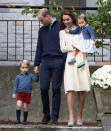 <p>The whole family turned out for a children’s party in Canada with Kate donning an elegant knitted dress by See by Chloé; a new brand for the Duchess. She accessorised with a white Acne Studios belt and espadrille wedges from high street label, Monsoon. </p><p><i>[Photo: PA]</i></p>