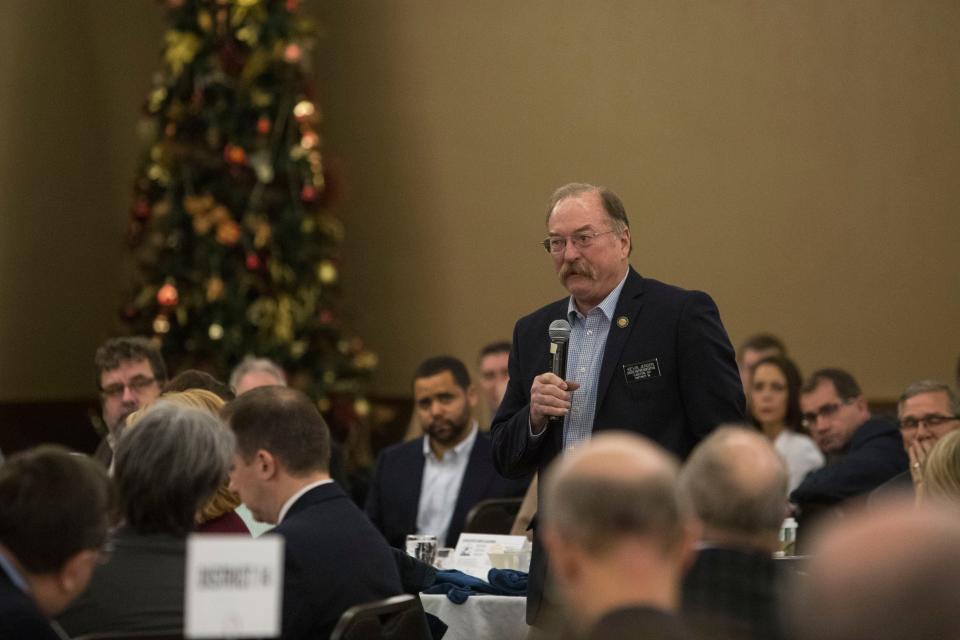 Rep. Kevin D. Jensen, District 16, speaks at the Chamber of Commerce legislative breakfast, Thursday, Jan. 3, 2019 at the Best Western Plus Ramkota Hotel in Sioux Falls, S.D. 