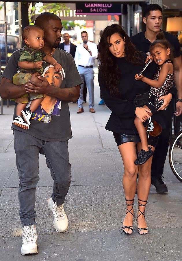 Kim and husband Kanye West are already parents to daughter North and son Saint. Source: Getty