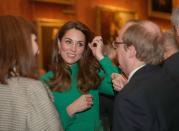 <p>The Duchess of Cambridge chose to wear a vibrant green dress to the NATO reception at Buckingham Palace.</p>