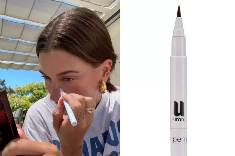 Hailey Bieber uses Utan's £18 pen to create her faux freckles how to create fake freckles