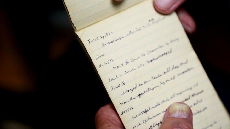 PHOTO: World War II veteran Harold McMurran's diary documenting his time before and after the invasion of Normandy. (ABC News)