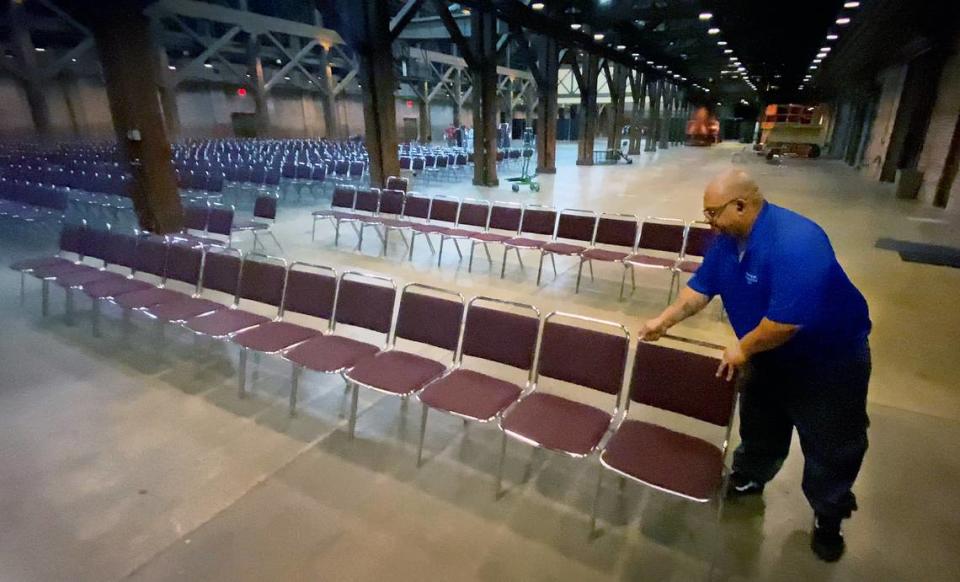 Set up has begun for the 2023 Georgia Republican Party’s 2023 State Convention at the Columbus Convention & Trade Center in Columbus, Georgia. 06/05/2023 Mike Haskey/mhaskey@ledger-enquirer.com