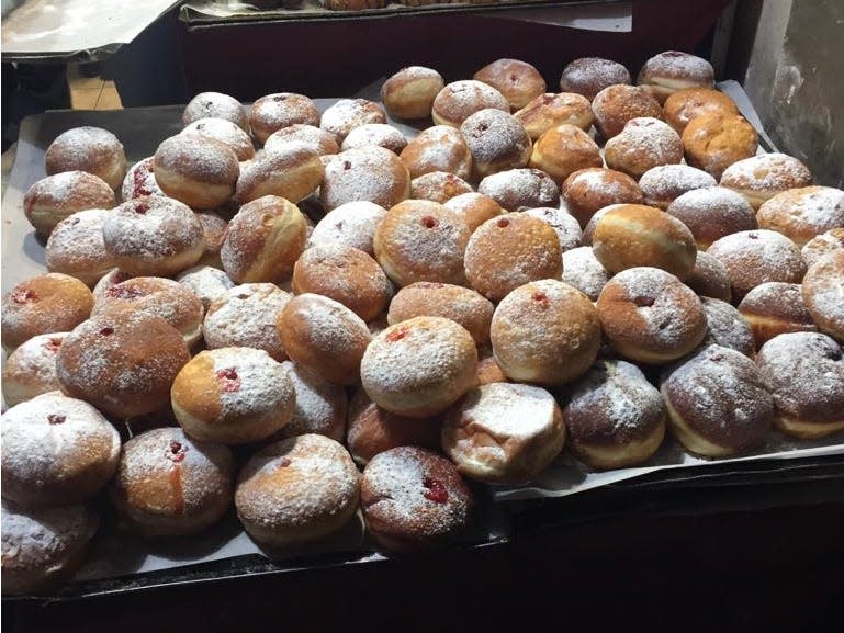 Jelly doughnuts known as "sufganiyot" eaten on Hanukkah.