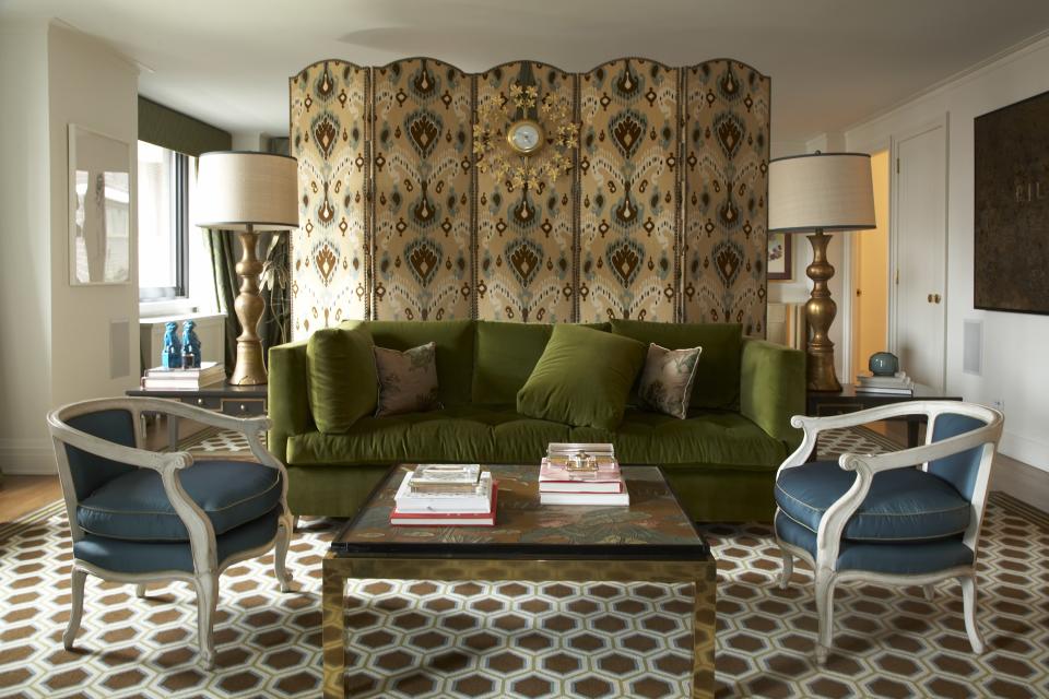 Alex Papachristidis Interiors
A living room in New York City (pictured above) designed by Alex Papachristidis. 
What’s new: Fresh designs and colorways for his ongoing line with the Langhorne Carpet Company. Recently completed: A triplex apartment in Athens; a total home renovation in the Hamptons. In the works: A European-style town house in the West Village.  ► New York; alexpapachristidis.com