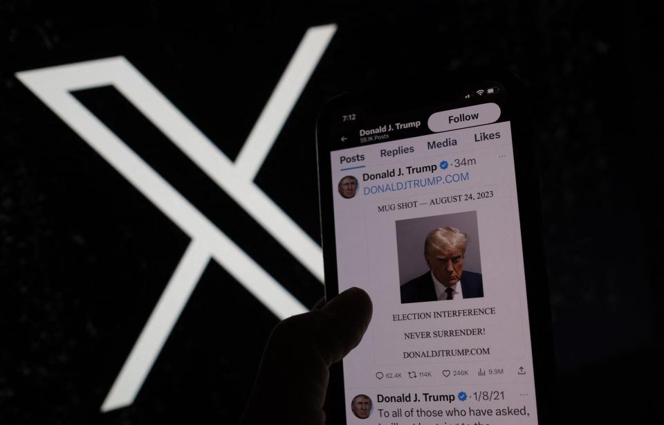 Former President Donald Trump posted his police mugshot on X, formerly Twitter, on Aug. 24 after his arrest in Georgia, his first post on the platform since January 2021.