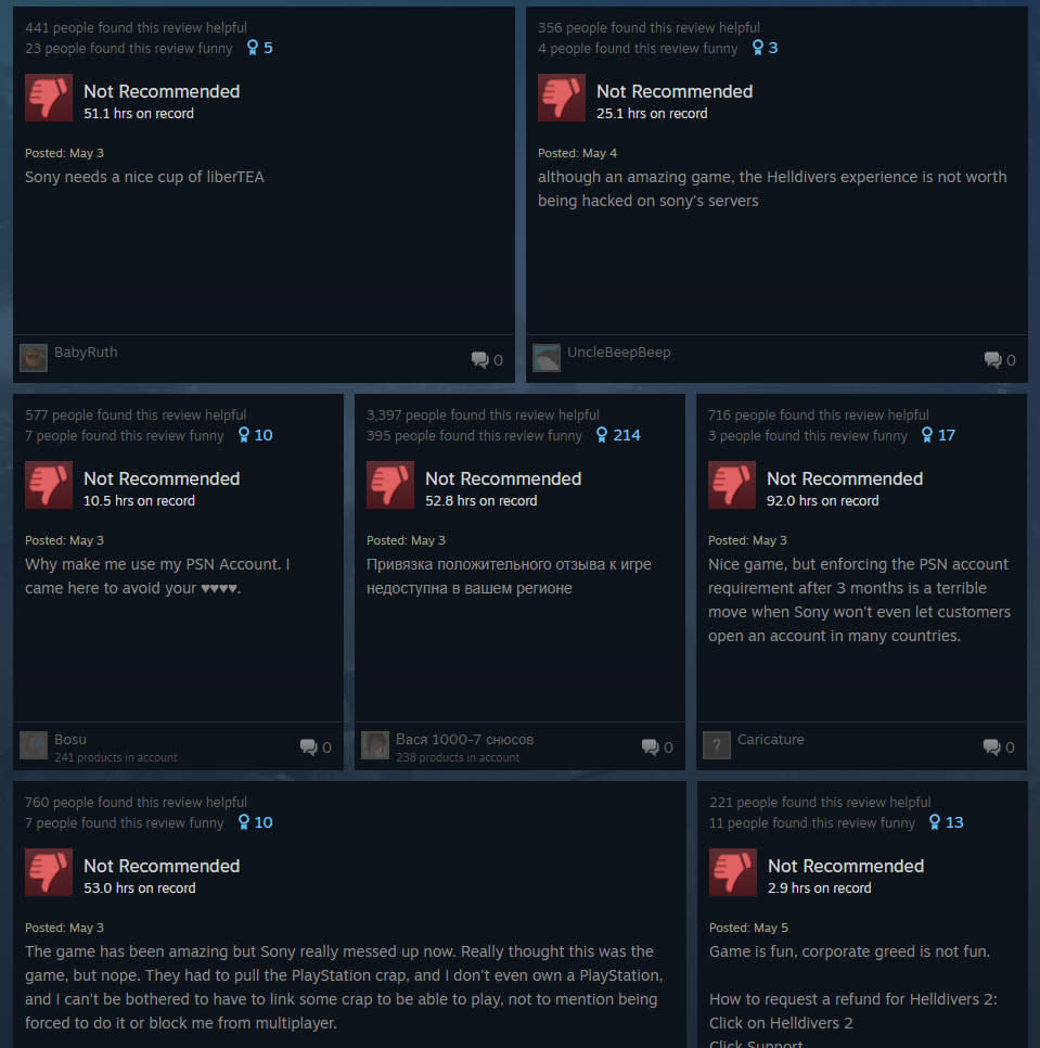 Helldivers 2 Steam reviews