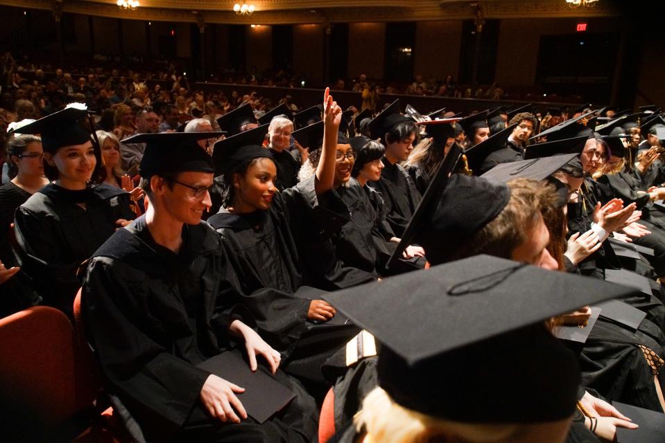 Approximately 61 graduates attend Delaware College College's  20th annual graduation ceremony. The Honorable Lisa Blunt Rochester gave the opening remarks.