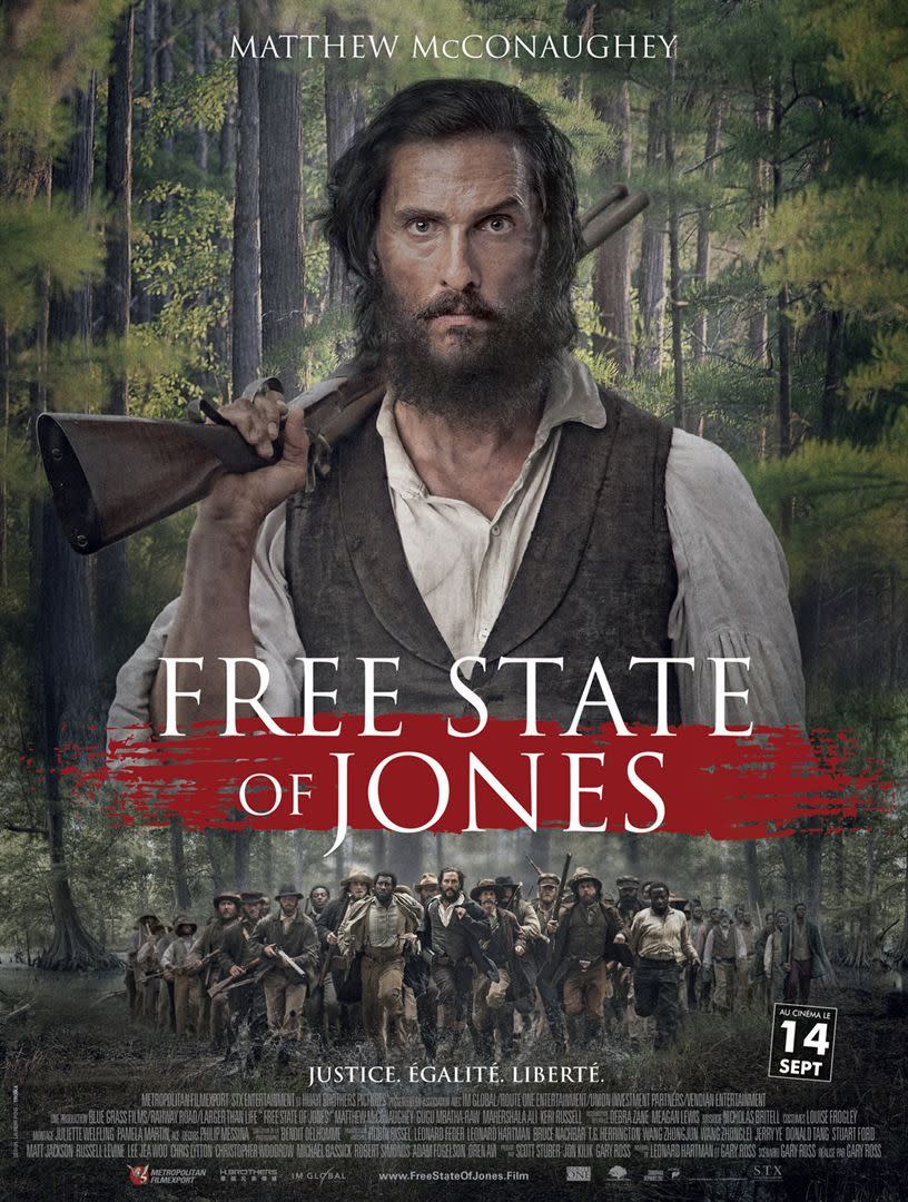 <p>Matthew McConaughey commençait un peu à nous manquer du côté de nos salles obscures. Ca tombe bien puisqu’il revient avec<i> Free State of Jones</i> très prochainement. </p><p><b>Date de sortie : </b>14 septembre 2016<br></p>