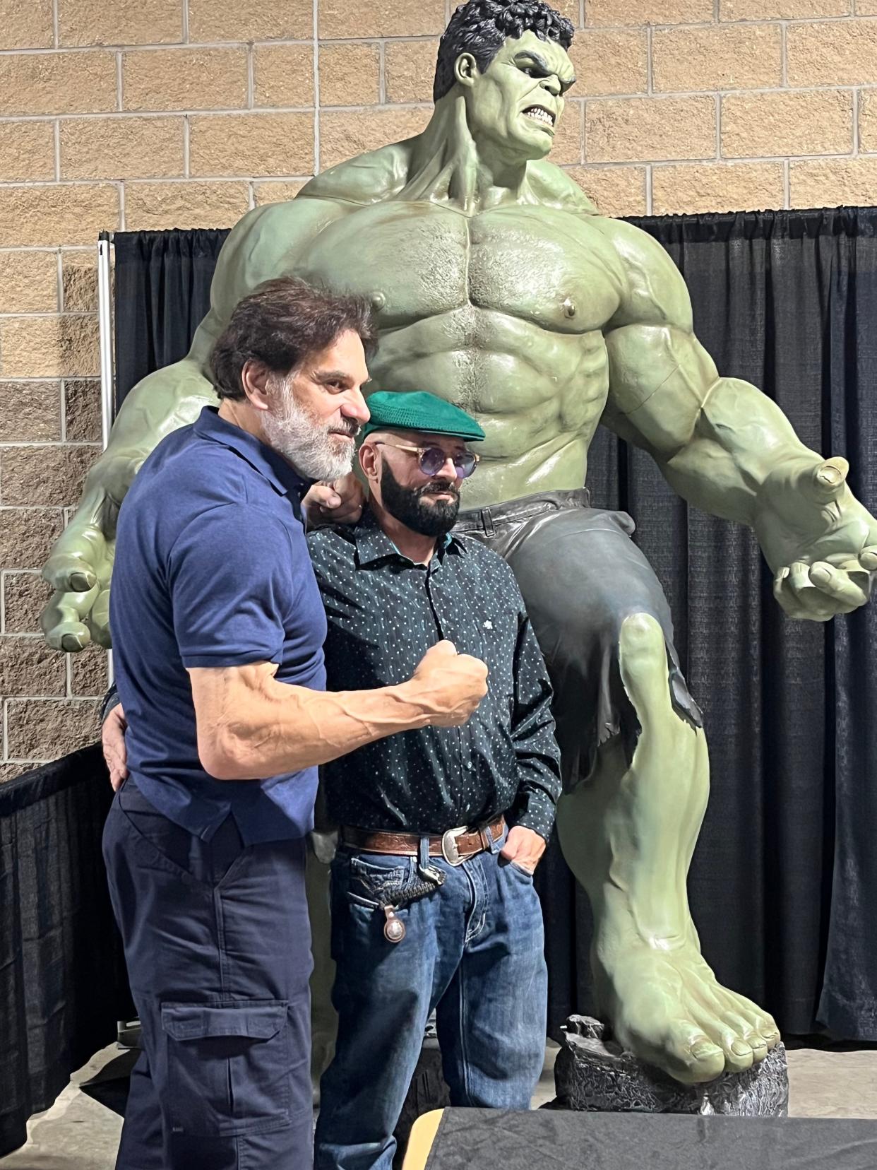 Lou Ferrigno poses for a photo with Rick Turner of Elkhart on Saturday at Comic Con.