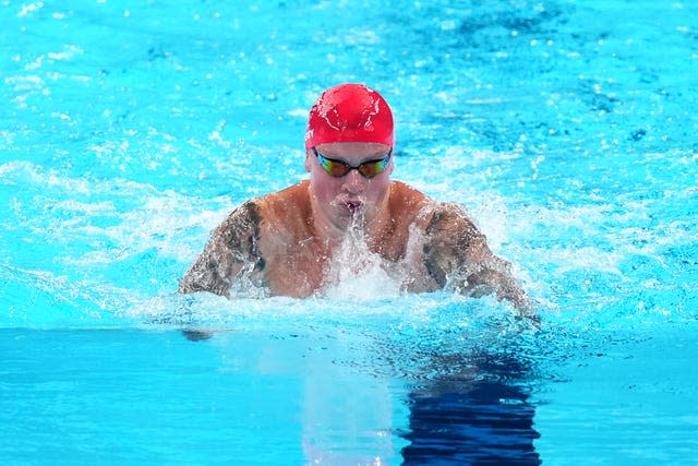 Adam Peaty racing at the 2024 Olympics