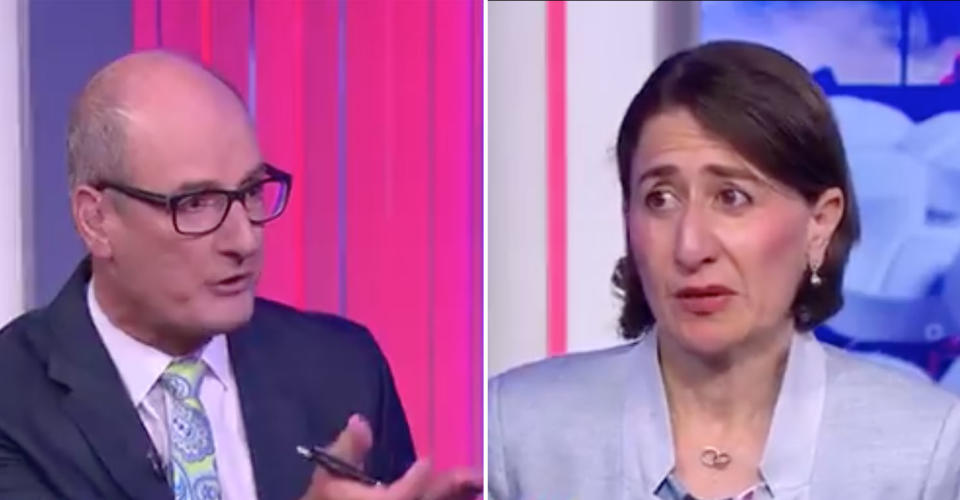 NSW Premier Gladys Berejiklian argued with Sunrise host David Koch that there’s no evidence that pill testing works. Image: 7 News