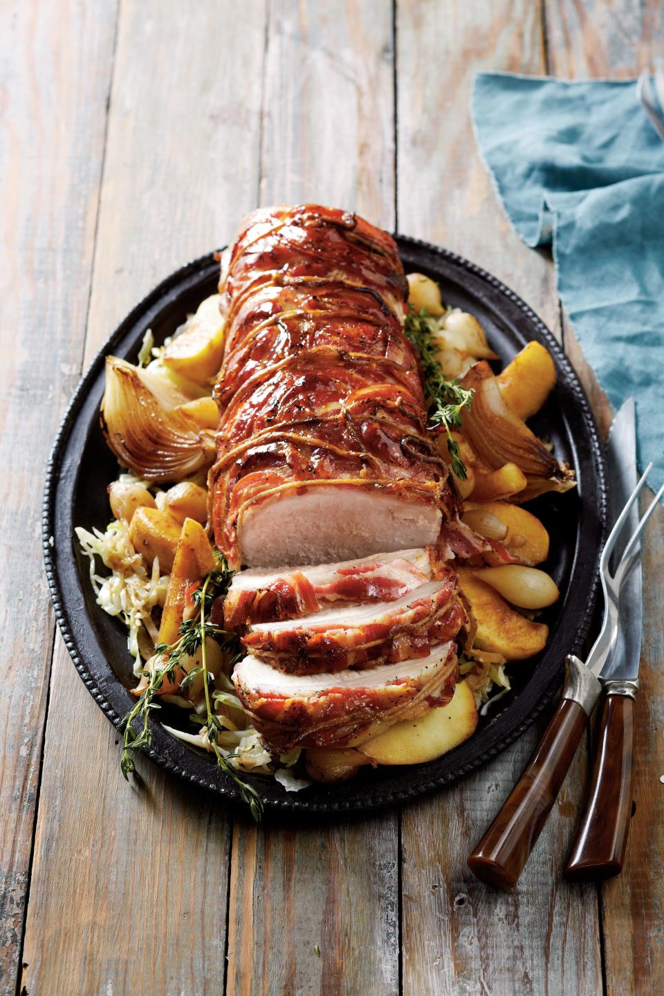 Pork with Apples, Bacon, and Sauerkraut