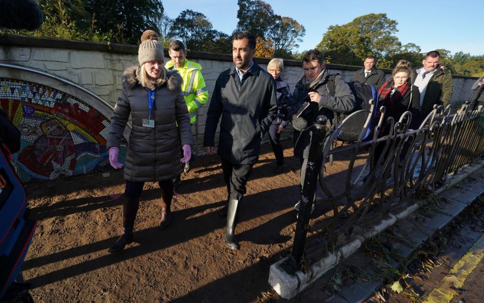 First Minister Humza Yousaf visits Brechin to thank members of the emergency services and Angus Council on Oct 23