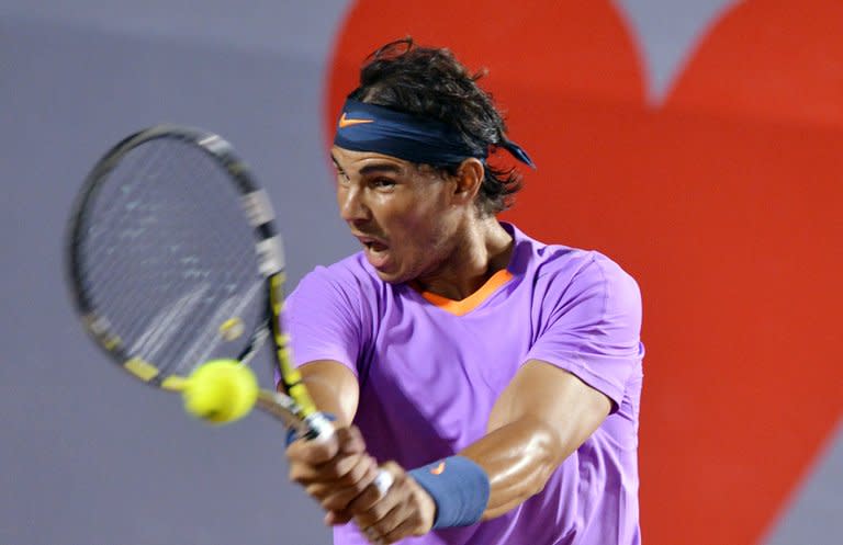 Rafael Nadal hits a return to France's Jeremy Chardy during the ATP Vina del Mar tournament semi final on February 9, 2013. Nadal, seeded number one as a wildcard in the $410,200 tournament, needed just 64 minutes to defeat the third-seeded Chardy