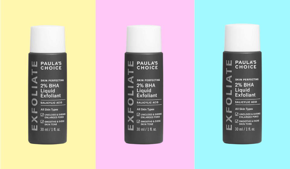 three bottles of the paula's choice liquid exfoliant