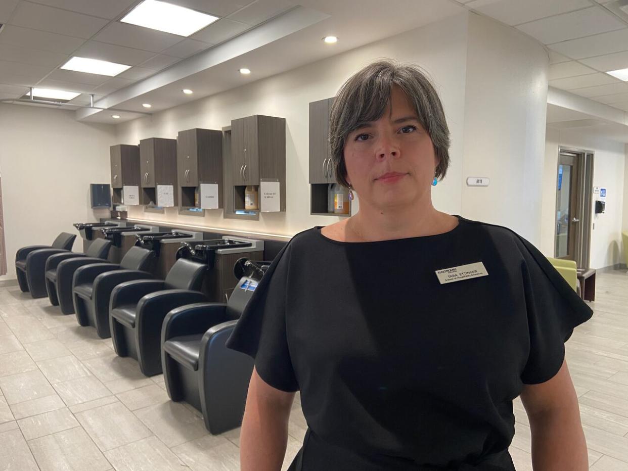 Longtime professor of the hairstyle and esthetician programs at Algonquin College, Tara Ettinger has been rallying support for the college's programs. A petition she started last month had close to 6,000 signatures the day of the vote.   (Anchal Sharma/CBC - image credit)