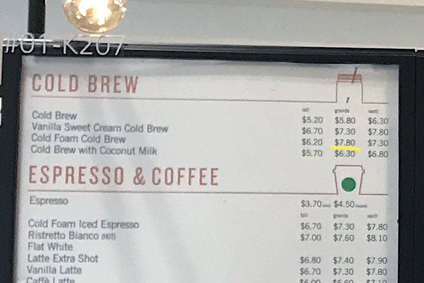 Most beverages are between $6 to $8