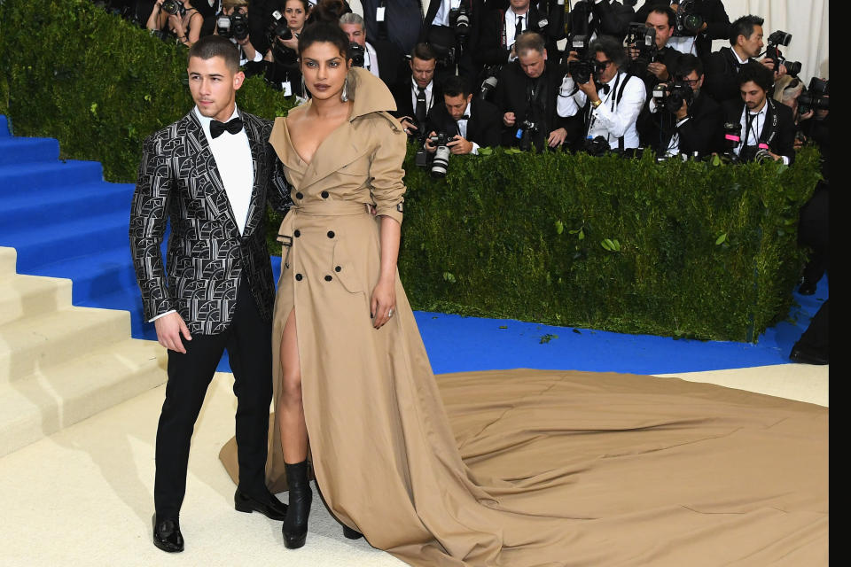 Nick Jonas and Priyanka Chopra at the 2017 Met Gala. (Photo: Getty Images).