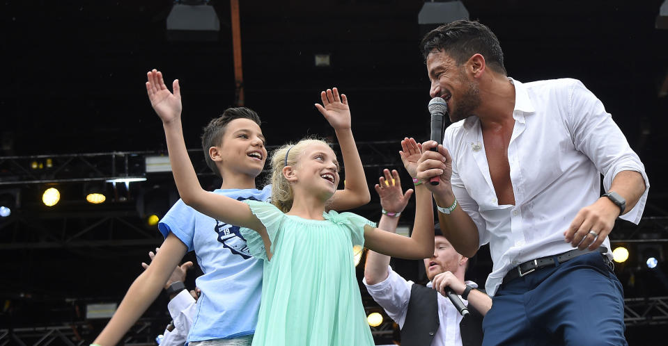 Peter Andre with his children Junior and Princess. (REX/Shutterstock)