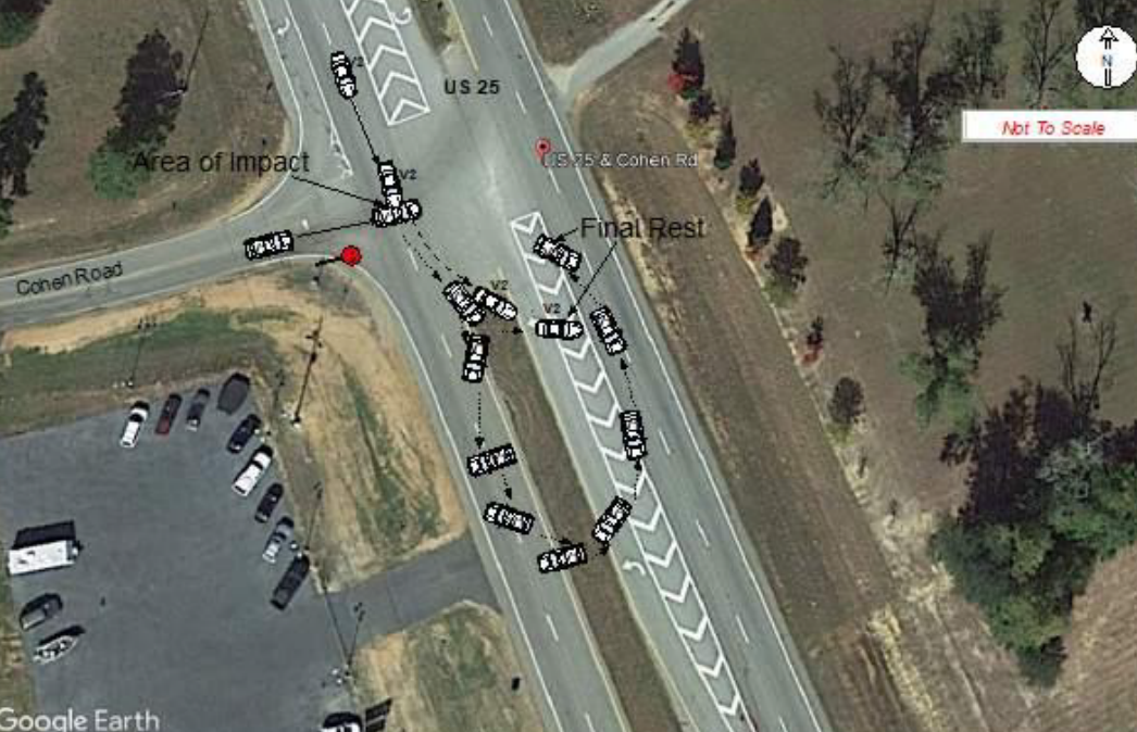 FILE - A diagram previously created by Georgia State Patrol showed the crash involving Richmond County deputy Ty Dailey. (Credit: Georgia State Patrol)
