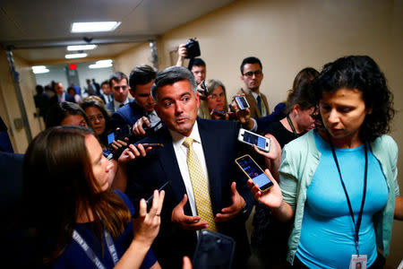 Senator Cory Gardner (R-CO) arrives for a health care vote on Capitol Hill in Washington, U.S. July 26, 2017. REUTERS/Eric Thayer
