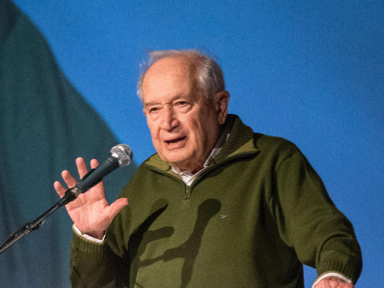 Raphael Mechoulam delivers a speech to participants at an international summit for accelerating cannabis innovation: Getty Images