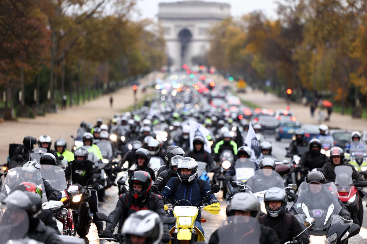 Alors que le contrôle technique des deux-roues deviendra obligatoire, des manifestations de motards sont prévues partout à travers la France ces samedi 13 et dimanche 14 avril (photo d’archive prise en novembre 2022, lors de l’une des dernières mobilisations massives).