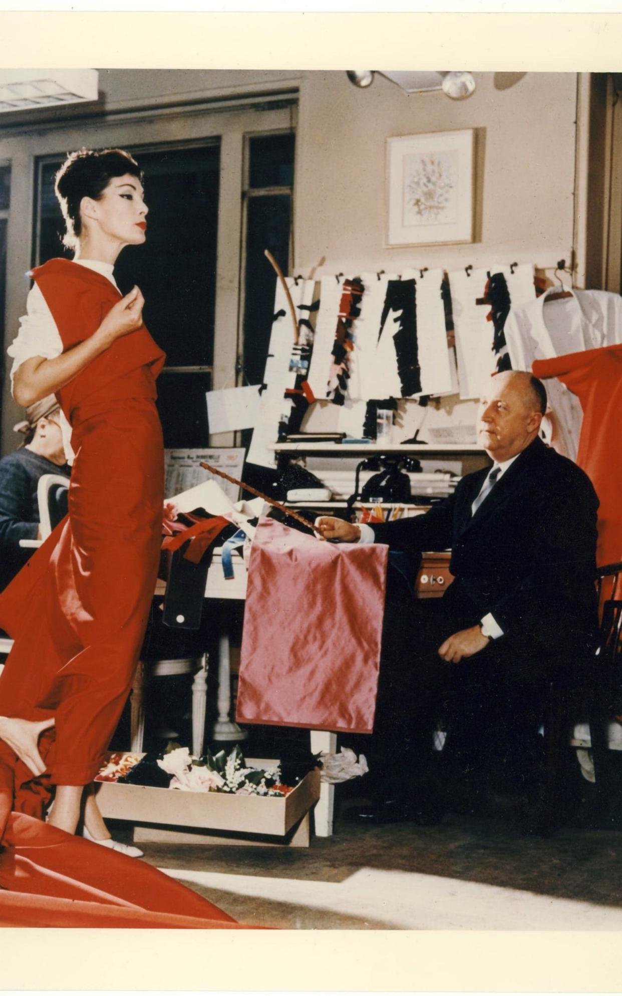 Christian Dior with model Lucky, circa 1955.  - Courtesy of Christian Dior. 