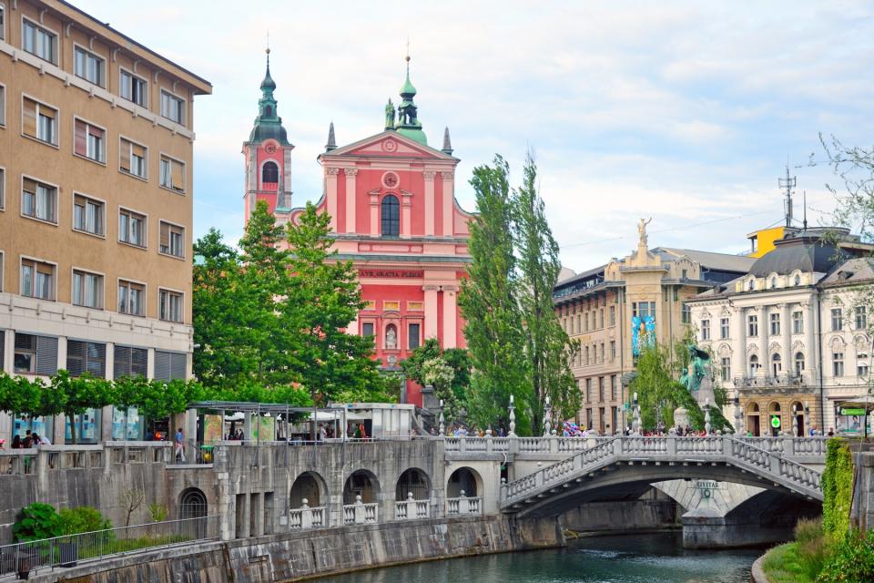 Triple Bridge over Ljubljanica River, Slovenia