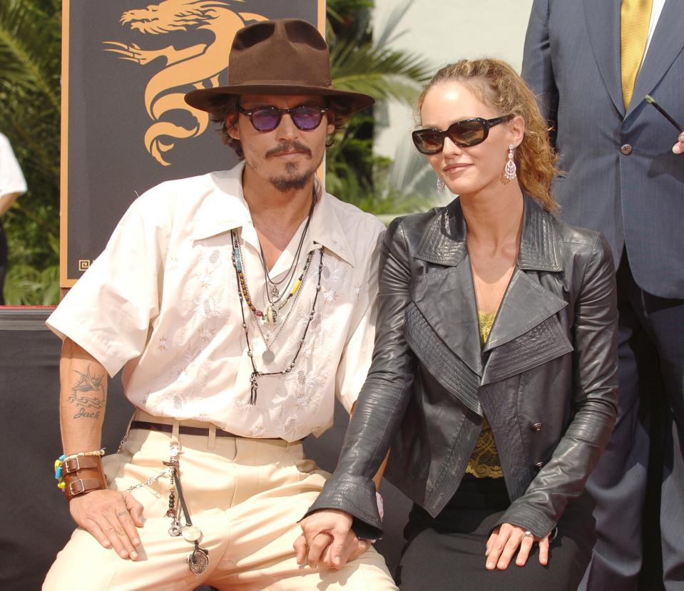 Johnny Depp and Vanessa Paradis at the Johnny Depp Honored with a Hand and Footprint Ceremony at Grauman's Chinese Theatre at Grauman's Chinese Theatre in Hollywood, California