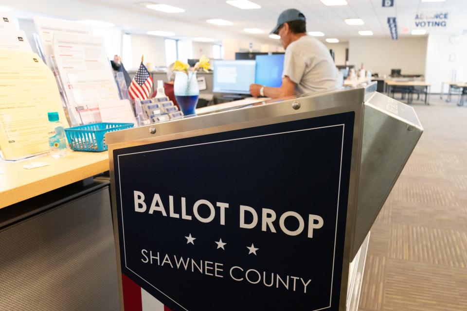 Shawnee County residents dropped off their ballots to cast their vote in the presidential primary elections Tuesday afternoon at the Shawnee County Election Office.