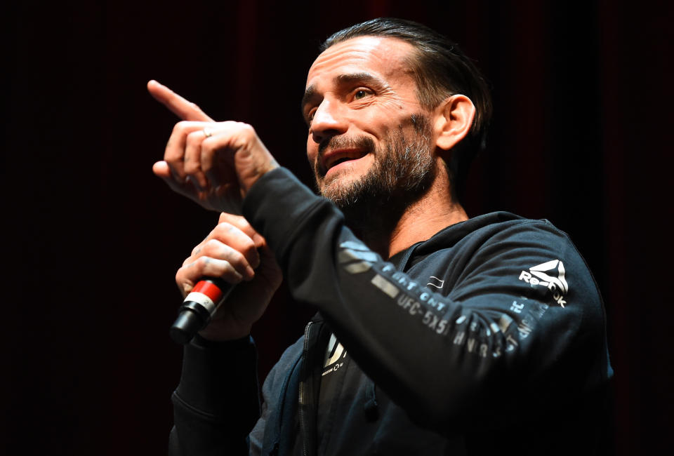 CM Punk interacts with fans during the UFC 225 Open Workouts at the Chicago Theatre on Wednesday. (Getty Images)