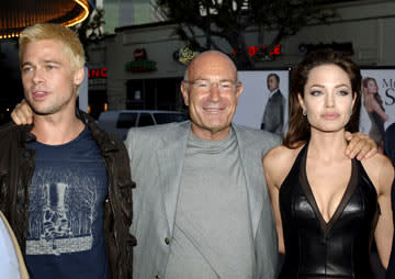 Brad Pitt , producer Arnon Milchan and Angelina Jolie at the Los Angeles premiere of 20th Century Fox's Mr. & Mrs. Smith