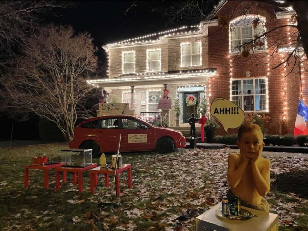 Shawn Turcotte and his family recreated the house from the movie Home Alone to raise money for youth mental health programs at CHEO, eastern Ontario's children's hospital in Ottawa. (Submitted by Jessi Sharp - image credit)
