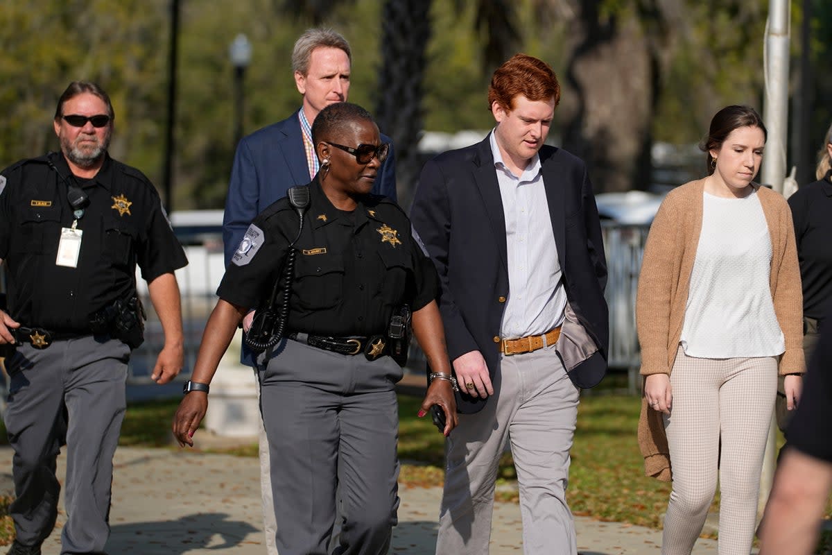 Buster Murdaugh arrives at court for his father’s sentencing for murder in March 2023 (AP)